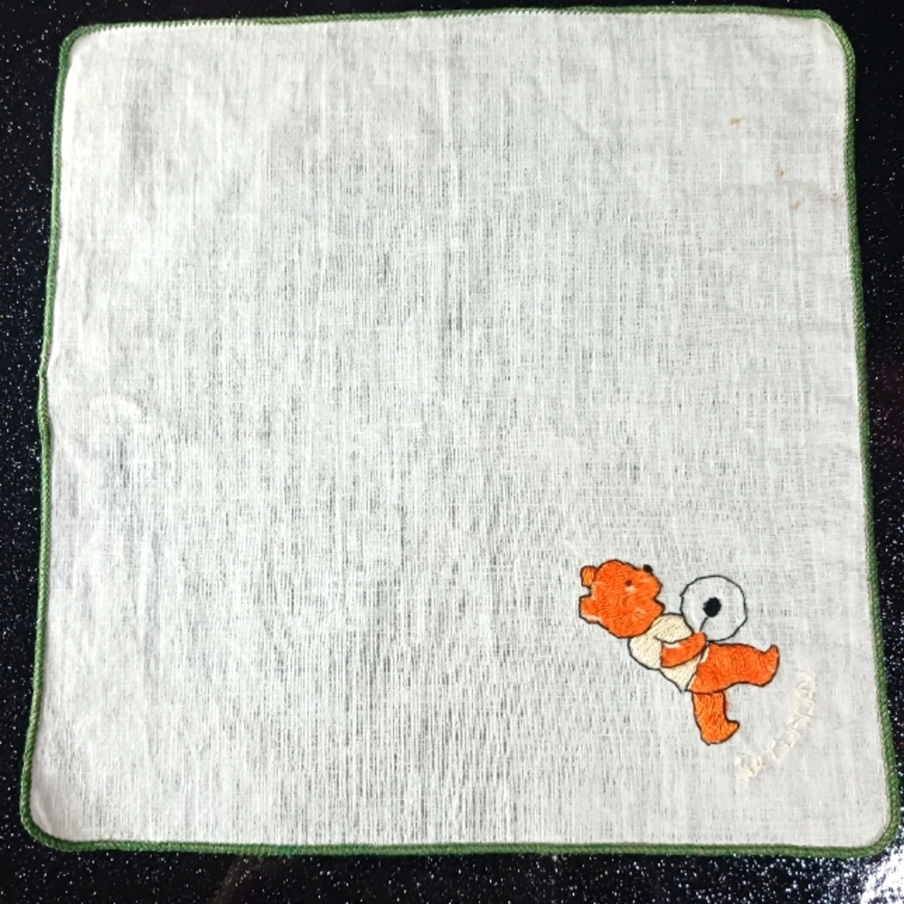 Handmade Saturday Hankerchief with Teddy Bear.
